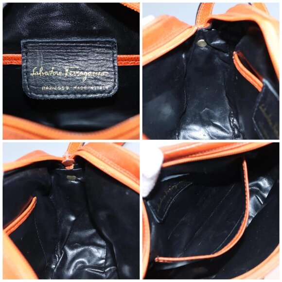 Salvatore Ferragamo Shoulder Bag Leather Brown Gold Auth 102665 - Picture 15 of 16